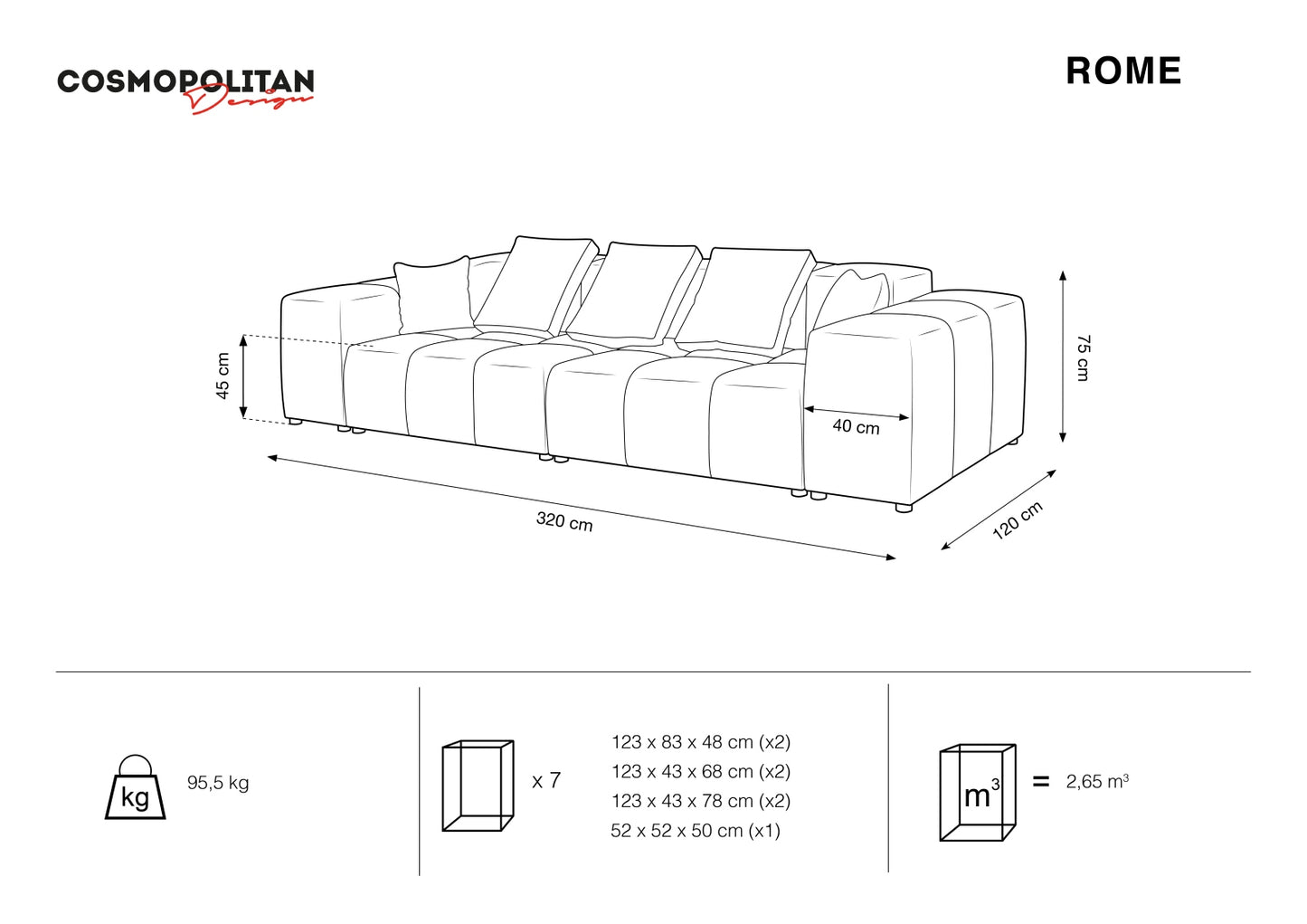 Rome — Sofa (320x120x75 cm)