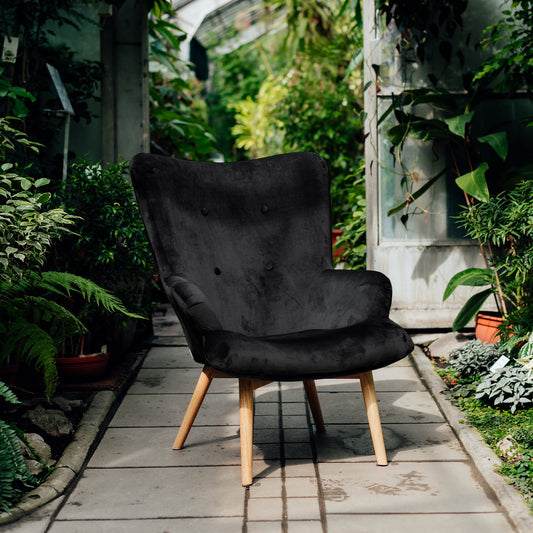 Armchair MOSS Black Velour 70x95 cm