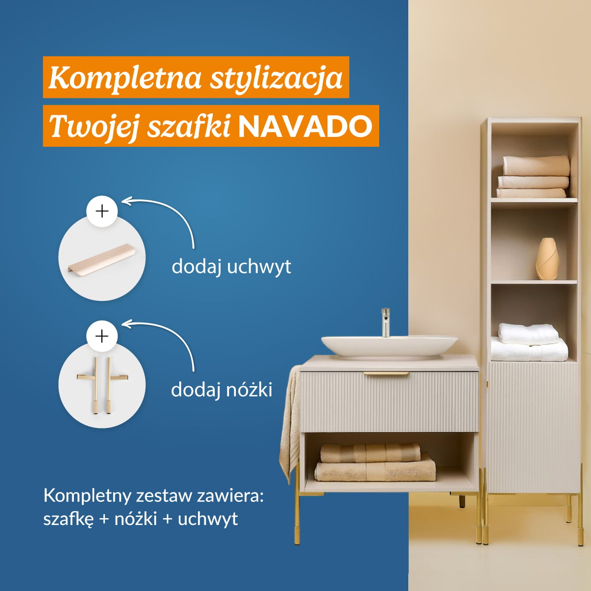 NAVADO Fiord Post Bathroom Cabinet 90x40x162cm
