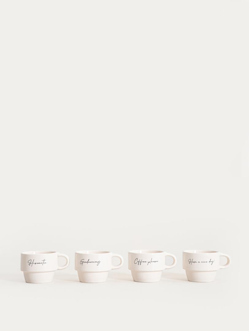 Mug set VITI Ceramic Mug Set of 4 with Inscriptions