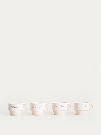 Mug set VITI Ceramic Mug Set of 4 with Inscriptions