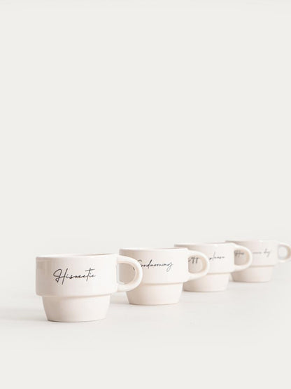 Mug set VITI Ceramic Mug Set of 4 with Inscriptions