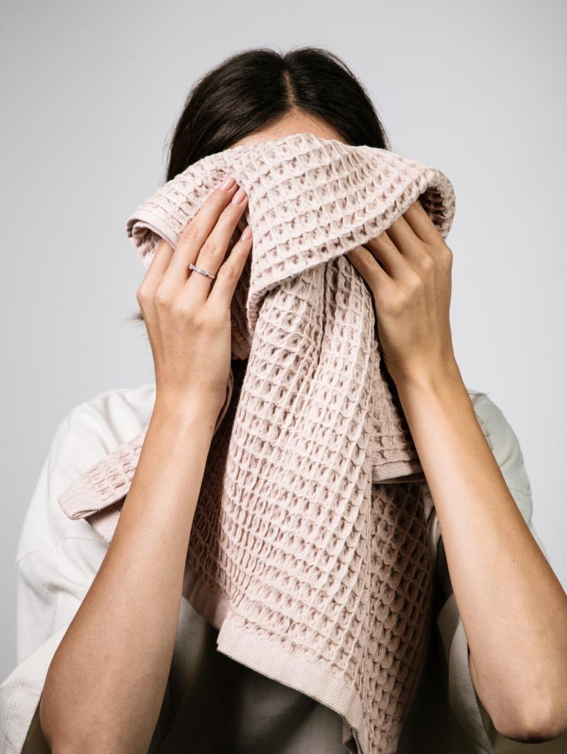 Towel VAFFEL Beige 50x90 cm Cotton Waffle Texture