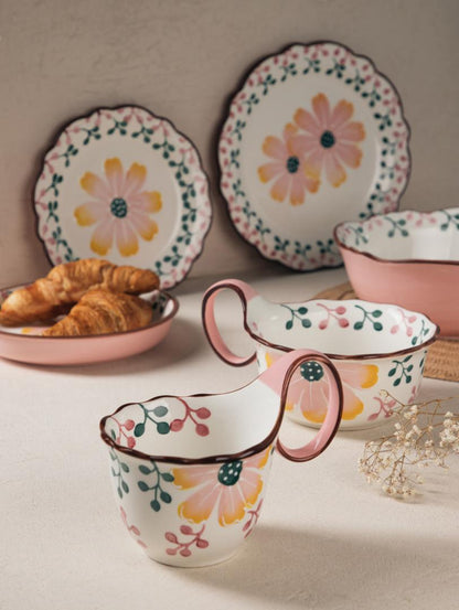 NOYA Dessert Plate 21 cm Stoneware with Floral Pattern