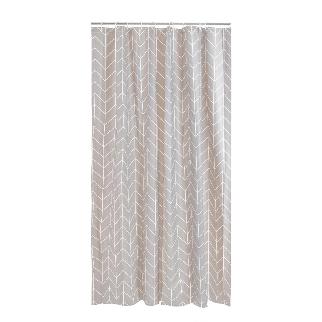 ENDO Striped Shower Curtain 180x180 cm Gray