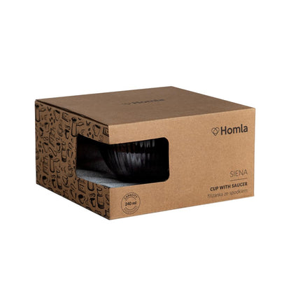 Siena Black Ceramic Cup with Saucer 240ml