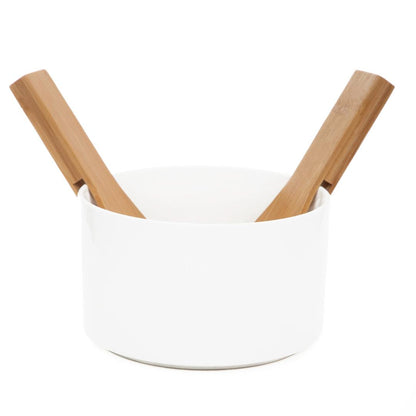 B2 FINCAN Salad Bowl with Bamboo Spoons - 19x11x18 cm