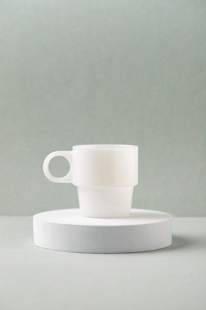 Pallora Glass Mug with Milk Glass Handle White 0.25L