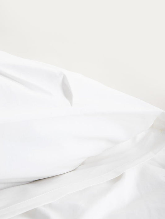 AUREA White Percale Bedding Set with Decorative Stitching 220x200 cm
