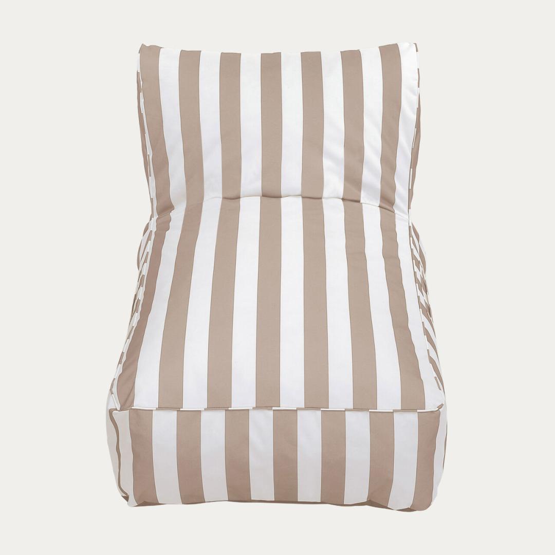 Maris Couch Lounger in White and Beige Stripes 150x70x65 cm