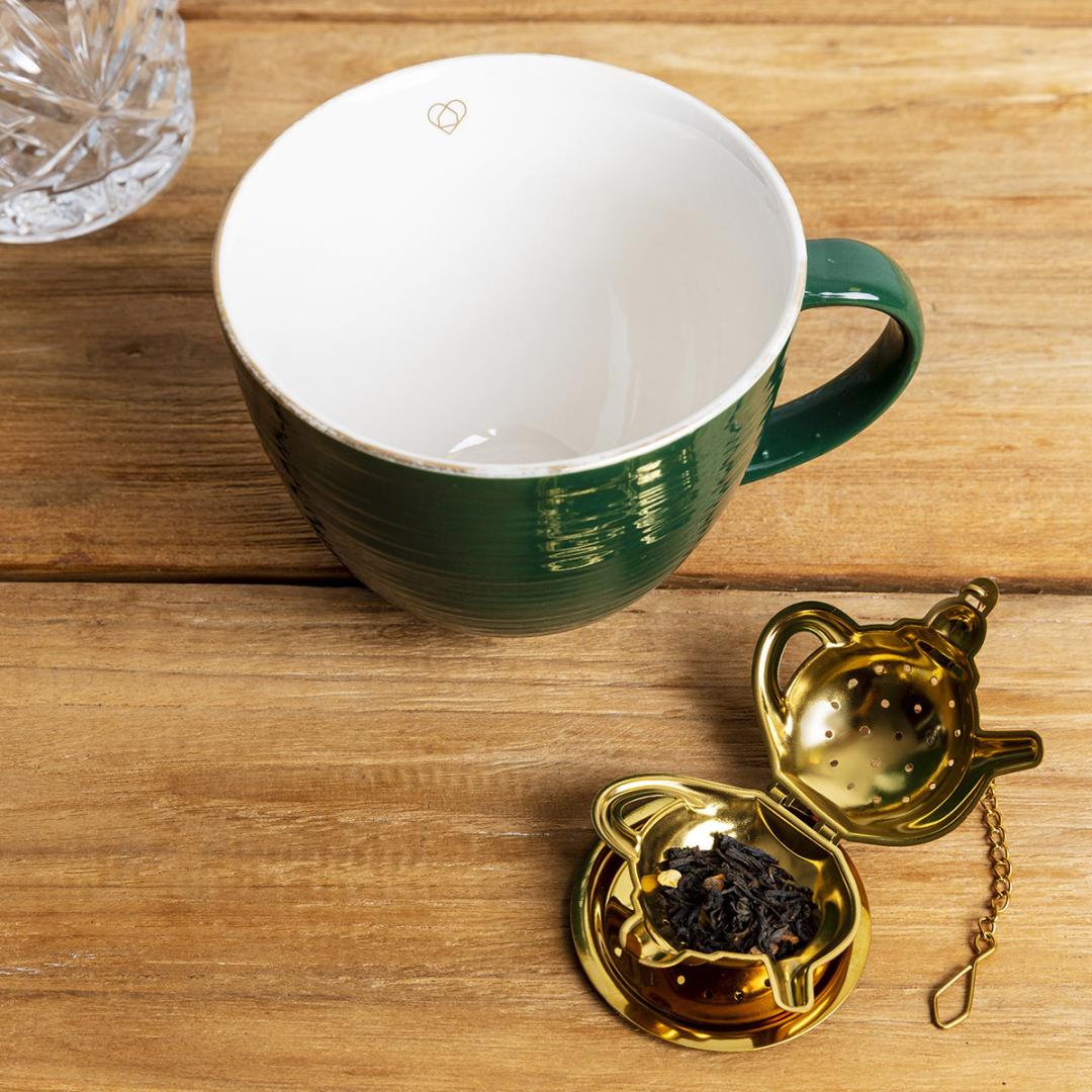 JALO Gold Teapot-Shaped Tea Brewer Stainless Steel Infuser