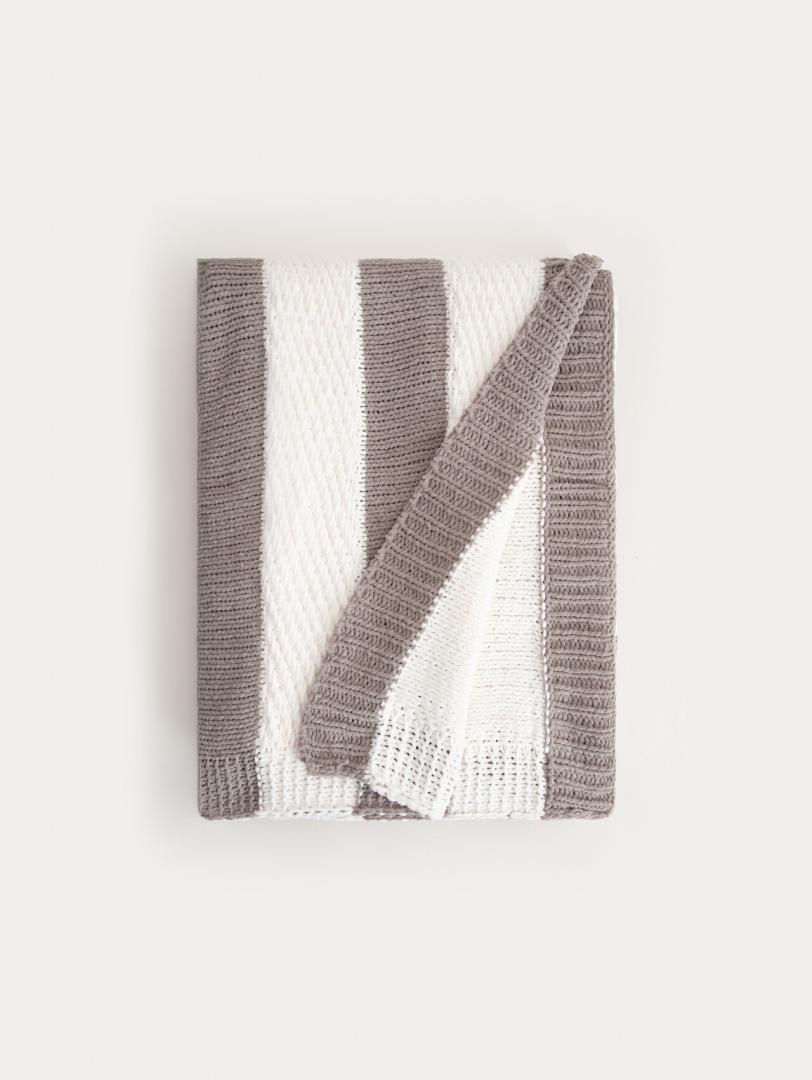 RUDENS Ecru Striped Blanket 130x170cm