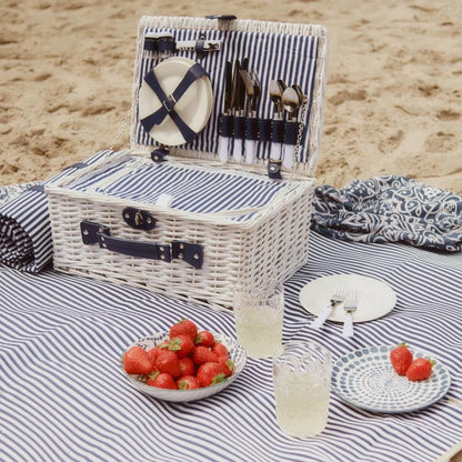 ORLANDO White Picnic Basket for 4 People with Mat 46x30x20 cm