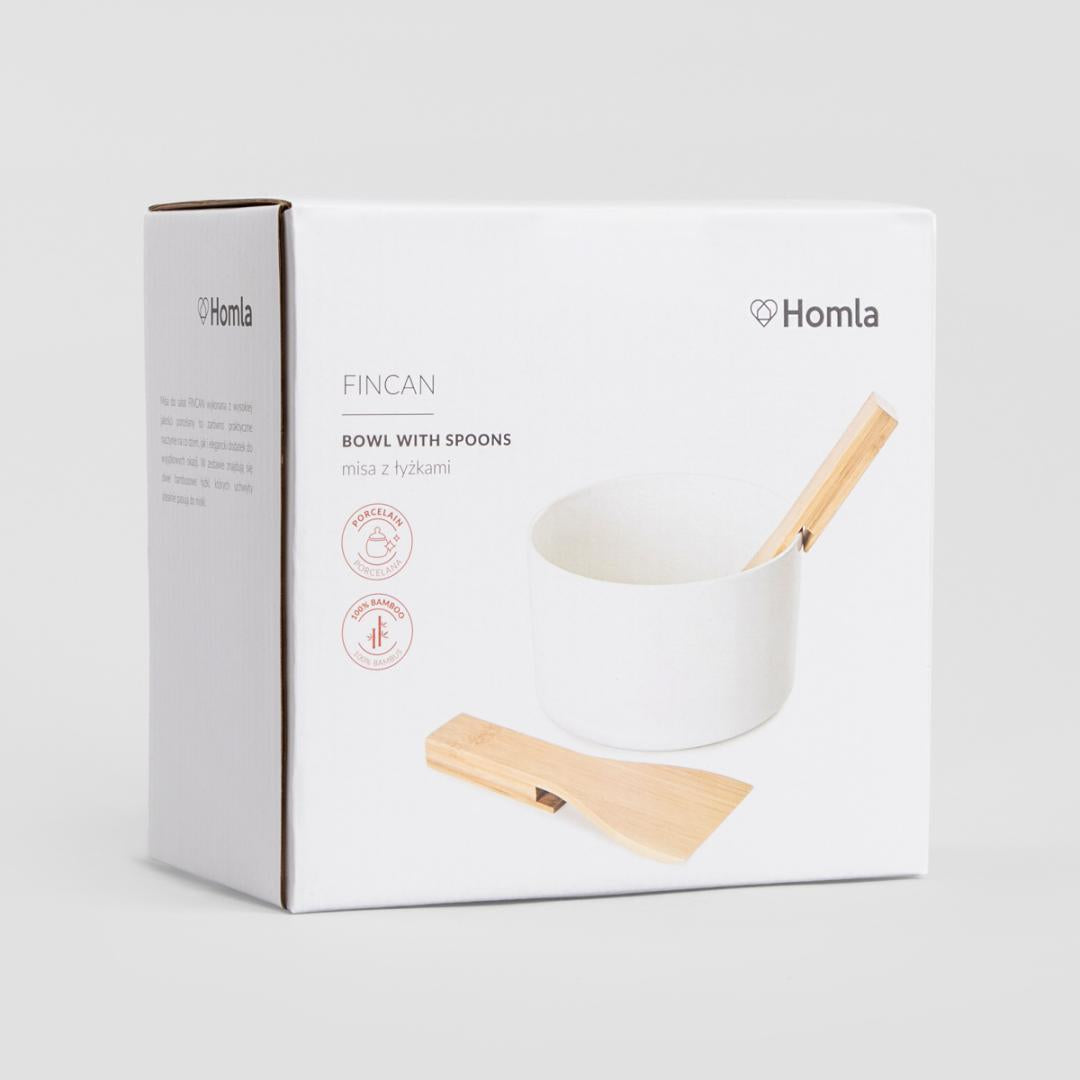 B2 FINCAN Salad Bowl with Bamboo Spoons - 19x11x18 cm
