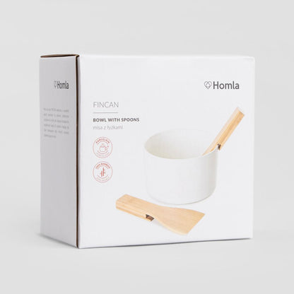 B2 FINCAN Salad Bowl with Bamboo Spoons - 19x11x18 cm