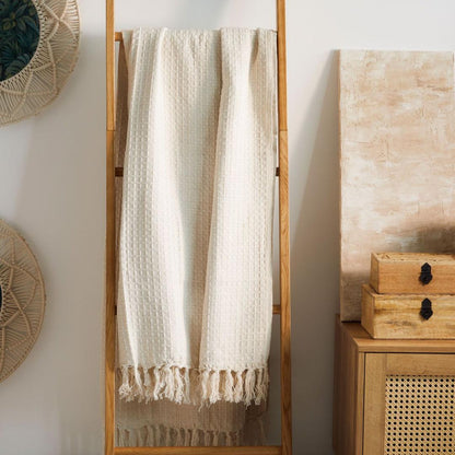 VAFFEL Fringed Natural Cotton Blanket 130x170 cm