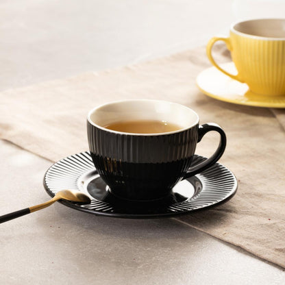 Siena Black Ceramic Cup with Saucer 240ml