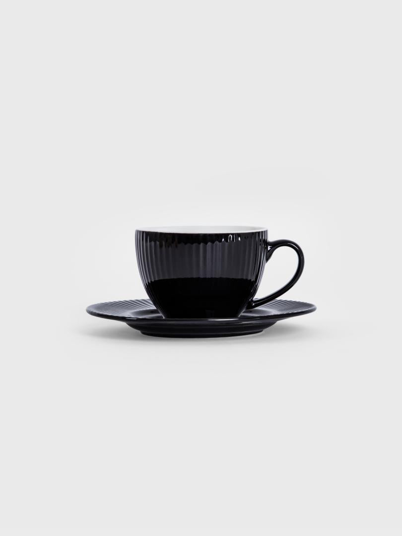Siena Black Ceramic Cup with Saucer 240ml