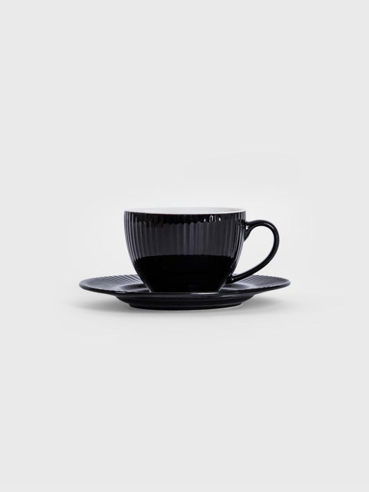 Siena Black Ceramic Cup with Saucer 240ml