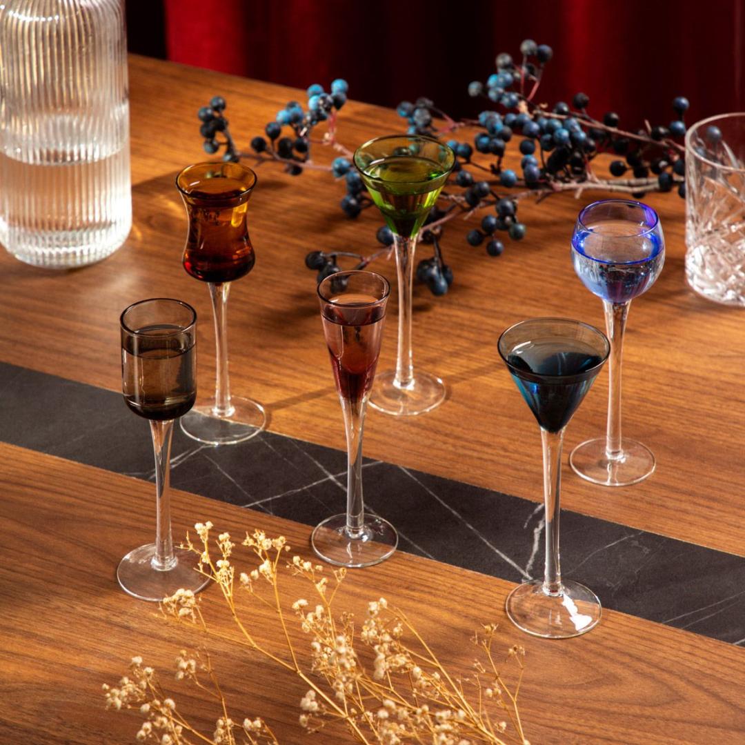 Set of vodka glasses SAMBER Set of 6 Vodka Glasses with Multicolor Finish