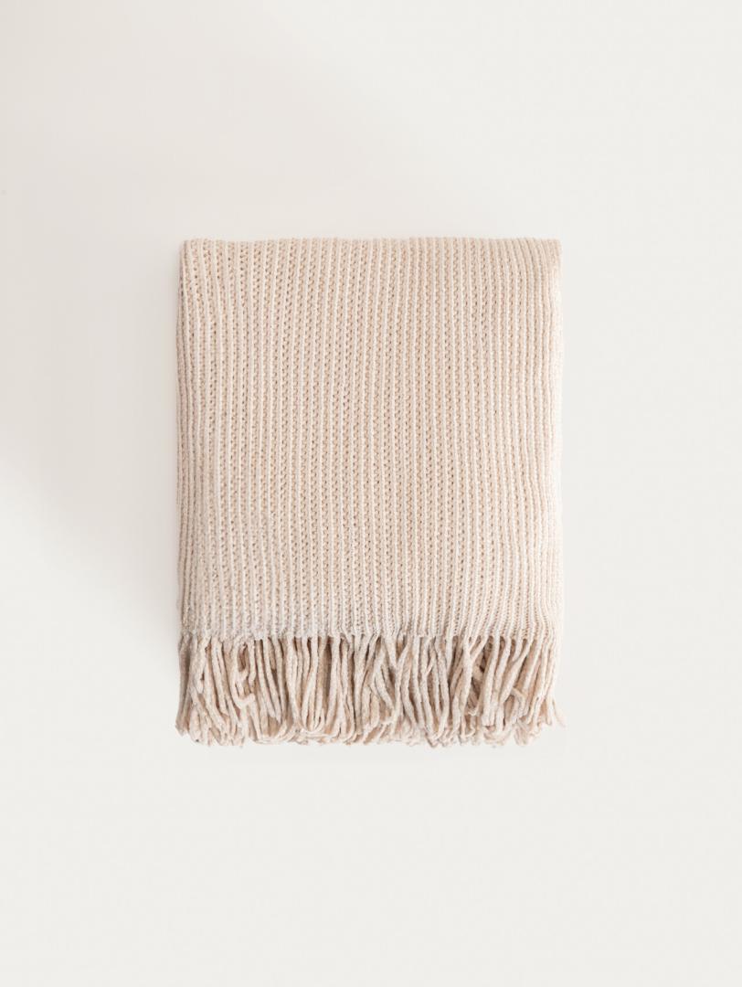 CHENILLE Ecru Chenille Blanket 130x170 cm