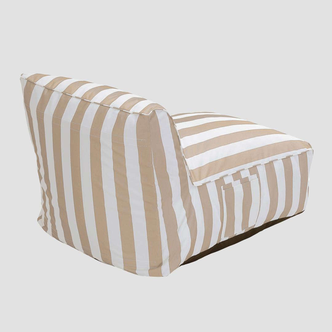 Maris Lounger Couch in White and Beige Stripes