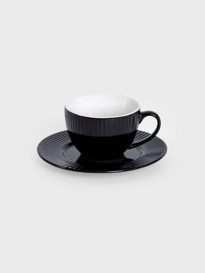 Siena Black Ceramic Cup with Saucer 240ml