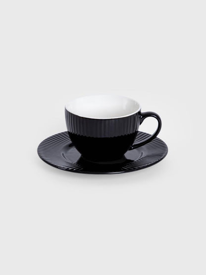 Siena Black Ceramic Cup with Saucer 240ml