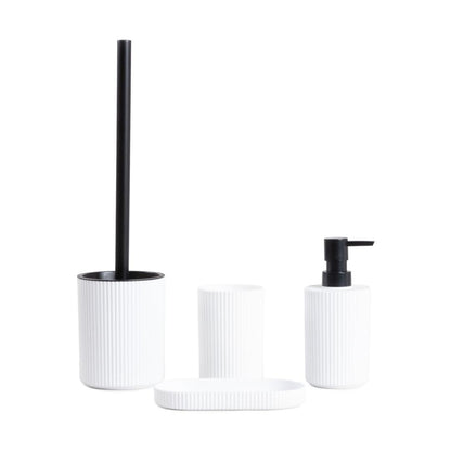 AGUA Bathroom Set - Dispenser, Cup & Toilet Brush White