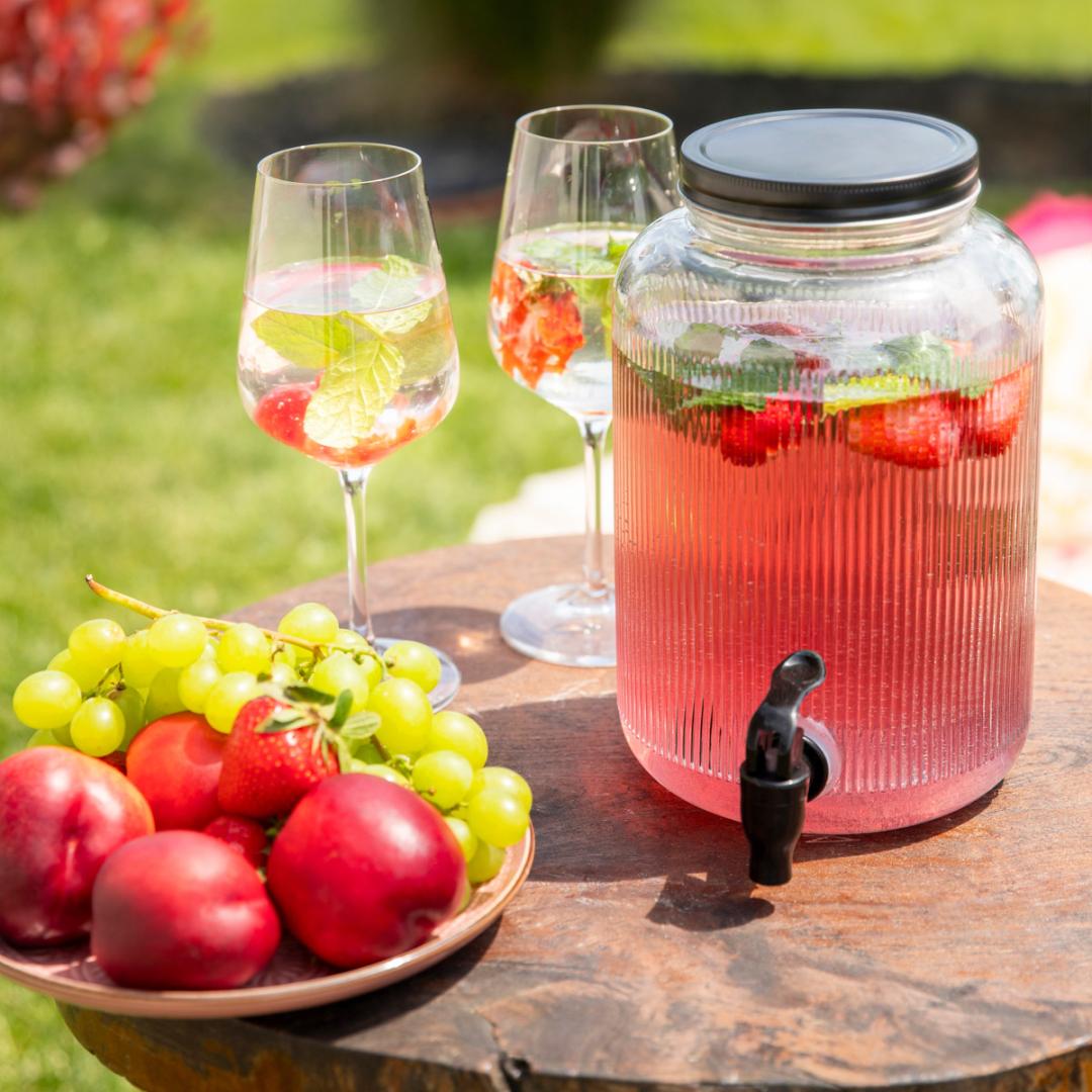 VELMO Striped Tap Jar with Black Lid - 4L