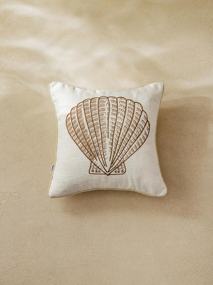 PREM Pillowcase with Embroidered Shell and Corduroy Trim 45x45cm