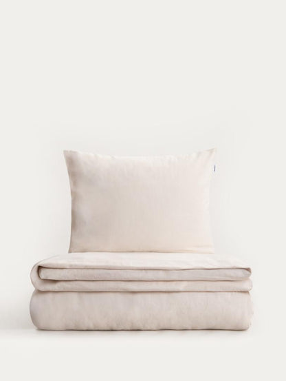 DEFLA Washed Cotton Beige Bedding Set 140x200 + 50x60 cm