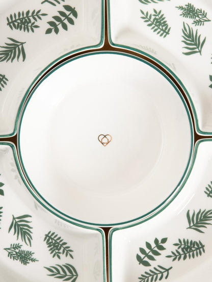 FINCAN Ceramic Serving Platter with Green Leaves 30cm