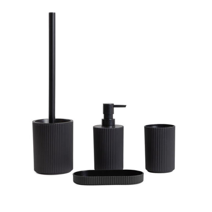 AGUA Bathroom Set with Dispenser, Cup, and Toilet Brush - Black