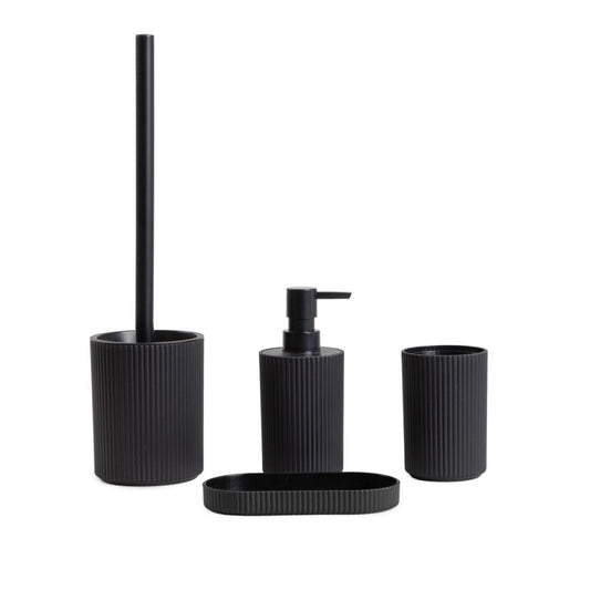 AGUA Bathroom Set with Dispenser, Cup, and Toilet Brush - Black
