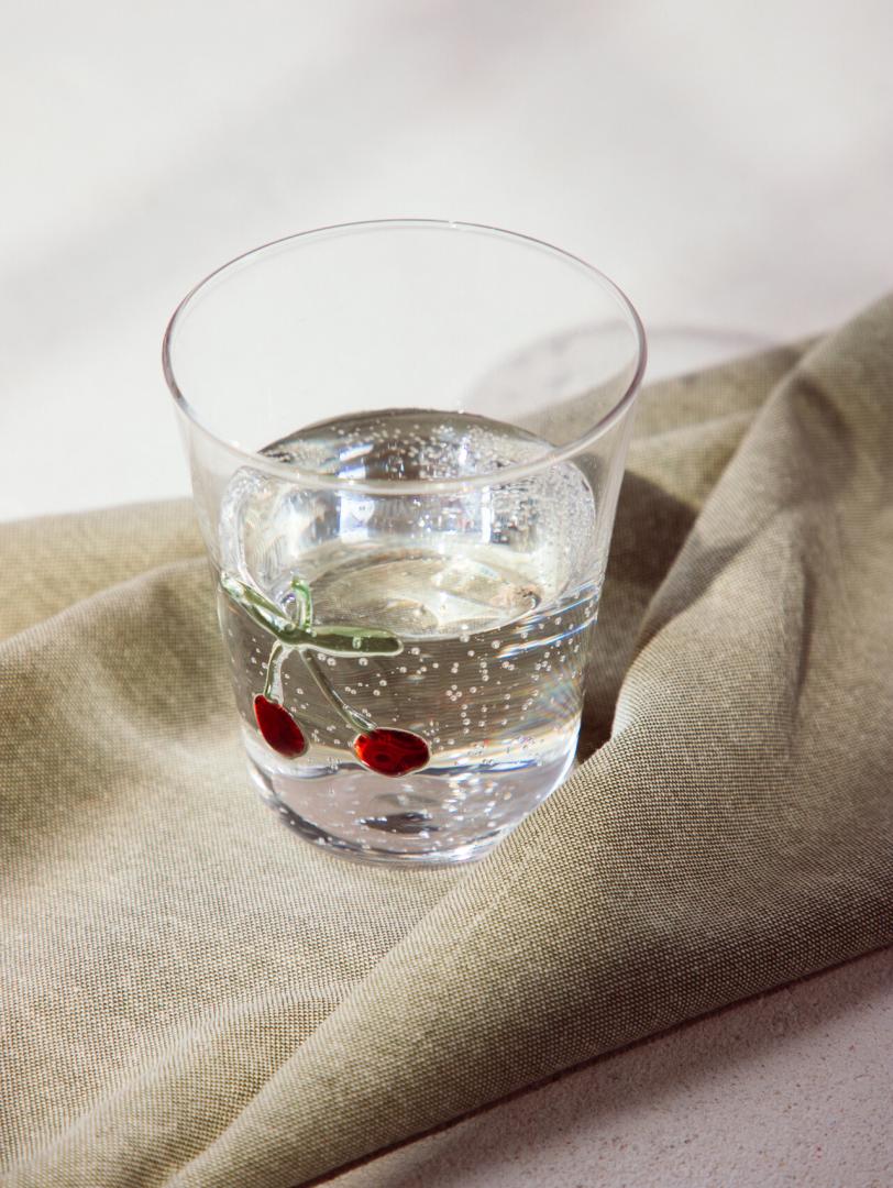 CEPILLO Glass Mug with Cherry Design 0.4L