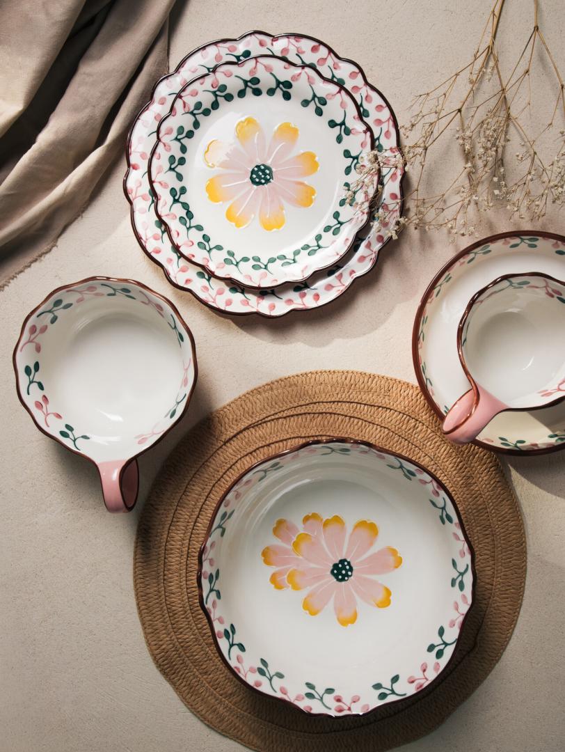 NOYA Dessert Plate 21 cm Stoneware with Floral Pattern