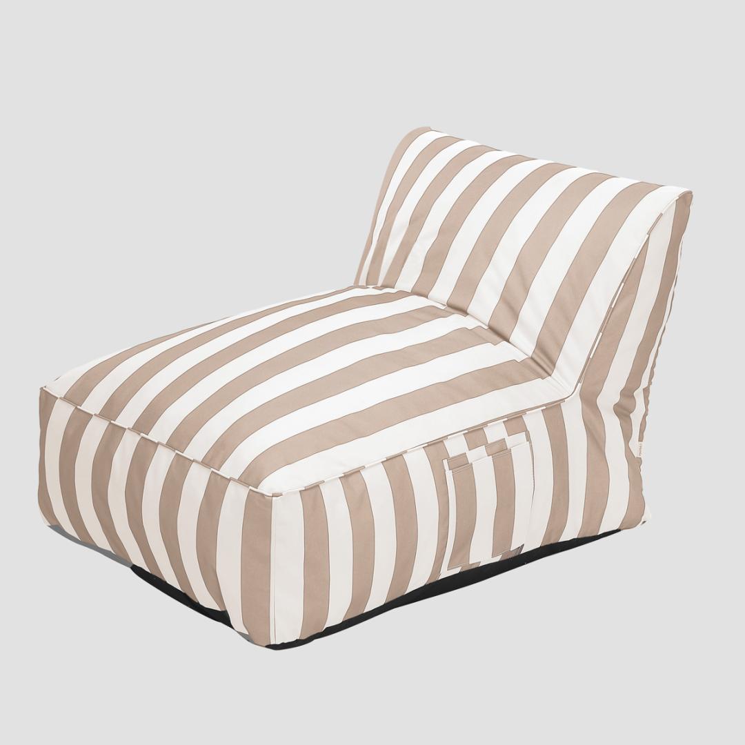 Maris Lounger Couch in White and Beige Stripes