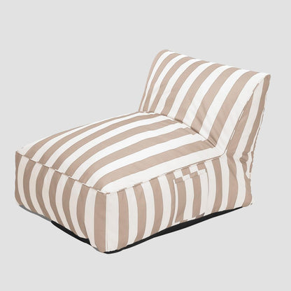 Maris Lounger Couch in White and Beige Stripes
