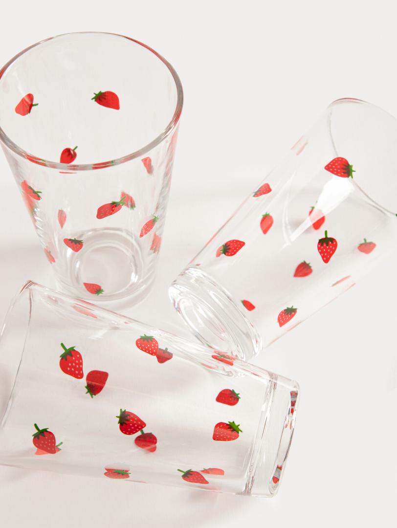 TOKEN SUMMER Strawberry Glass Set, 3 pcs, 0.3L