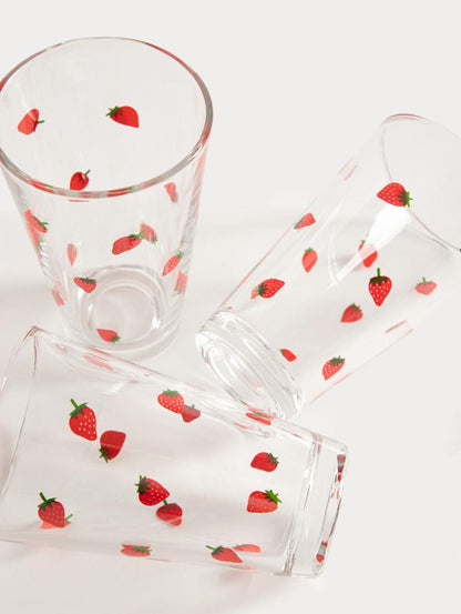 TOKEN SUMMER Strawberry Glass Set, 3 pcs, 0.3L