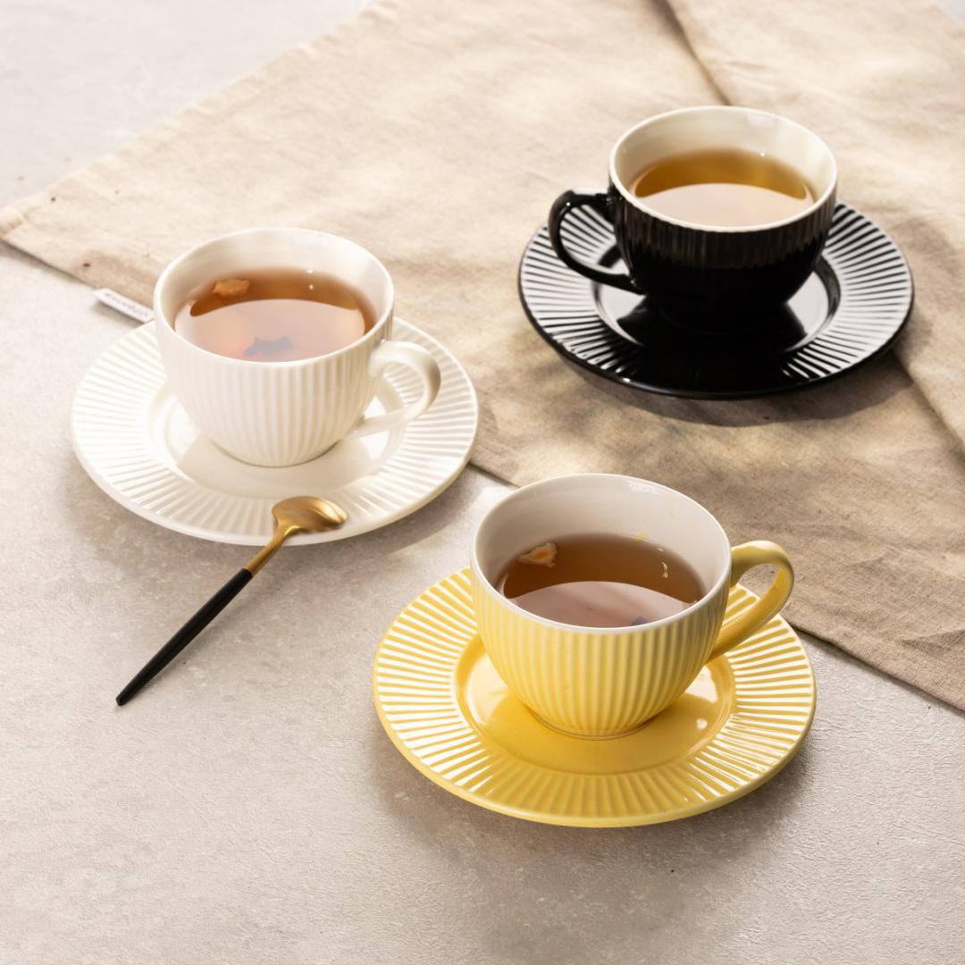 Siena White Ceramic Cup with Saucer 240ml
