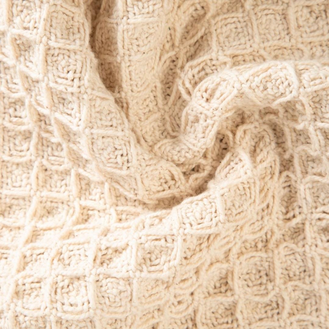 VAFFEL Fringed Natural Cotton Blanket 130x170 cm