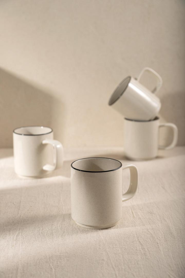 Set of mugs AZRA Set of 4 Ceramic Mugs with Black Rim