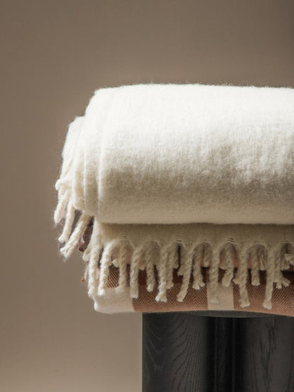 TAIN Ecru Wool Blend Blanket 150x200 cm