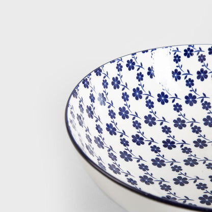 NAVIA Navy Blue Floral Ceramic Bowl 22cm