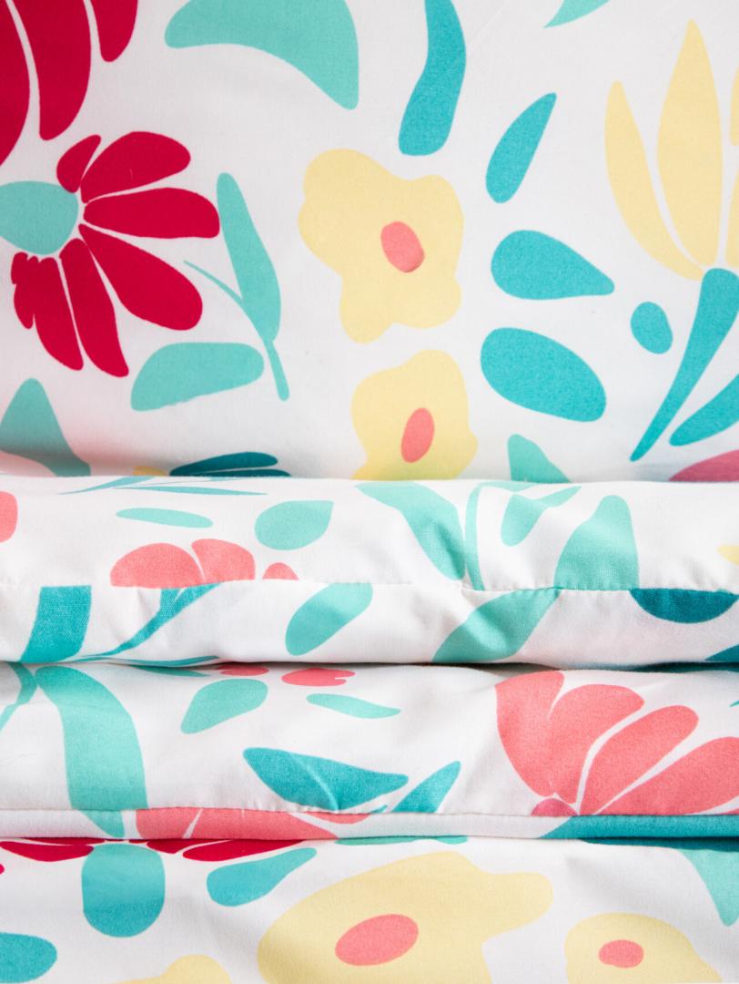Bed linen set CALEYA Floral Microfiber Bed Linen Set 140x200 cm with Pillowcase