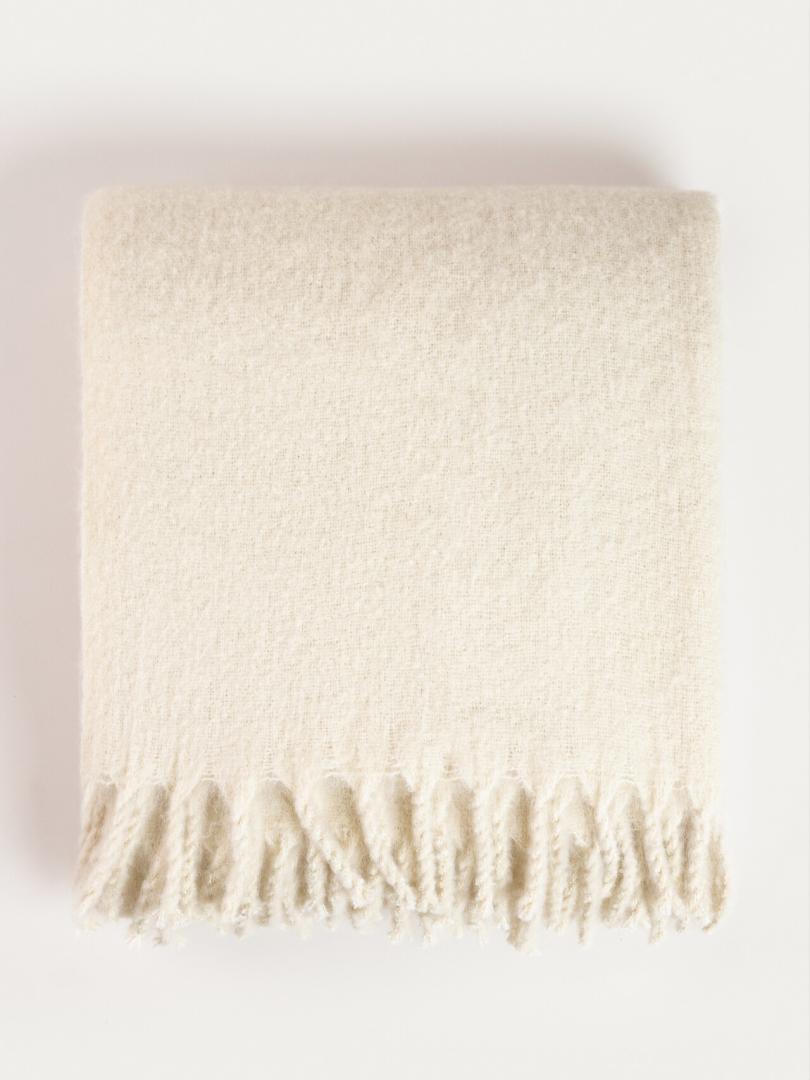 TAIN Ecru Wool Blend Blanket 150x200 cm