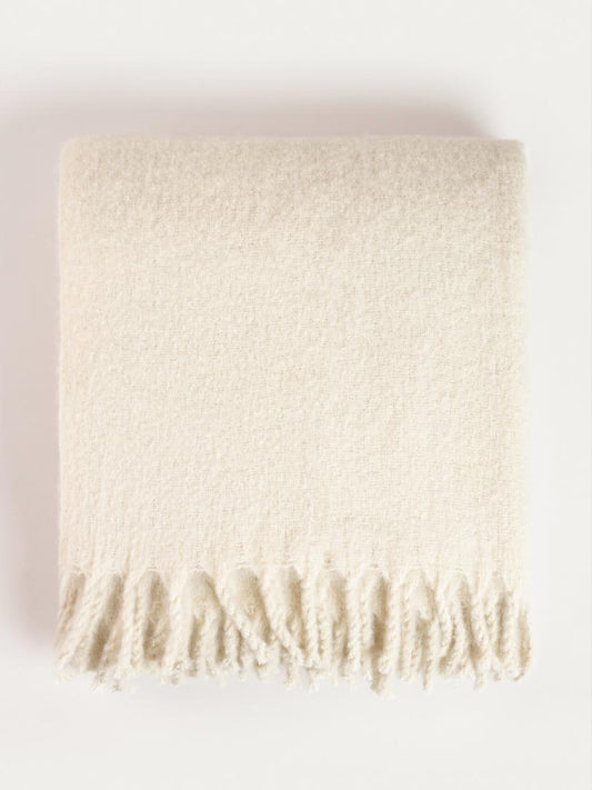 TAIN Ecru Wool Blend Blanket 150x200 cm