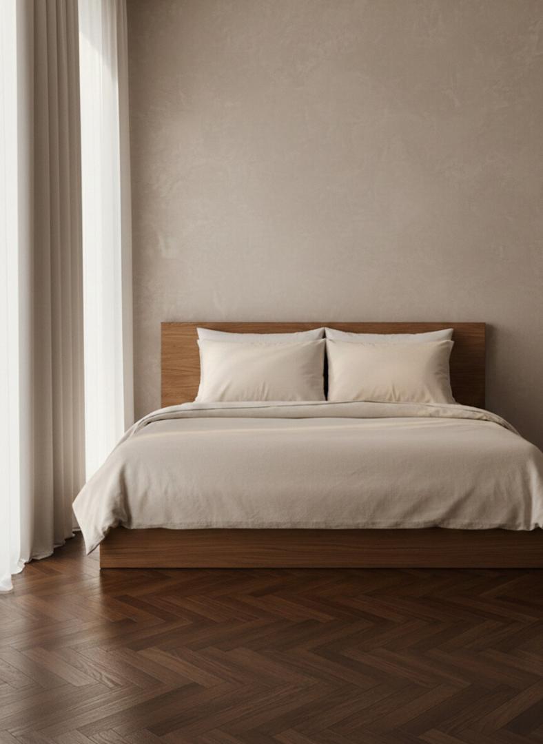 DEFLA Washed Cotton Beige Bedding Set 140x200 + 50x60 cm